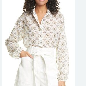 ALC Meghan Top in Stella Scarf Print size 2 Boho Bohemian Blouse